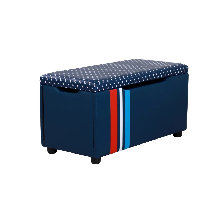 HOMCOM Kids PVC Collapsible Storage Bench Blue