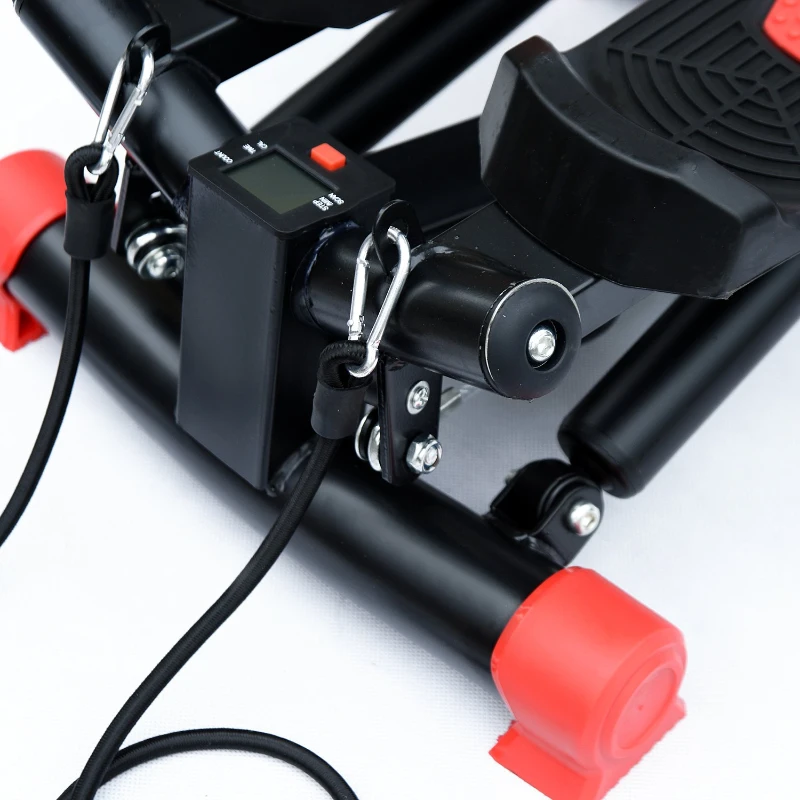 HOMCOM Mini Stepper W/Training Ropes-Black/Red