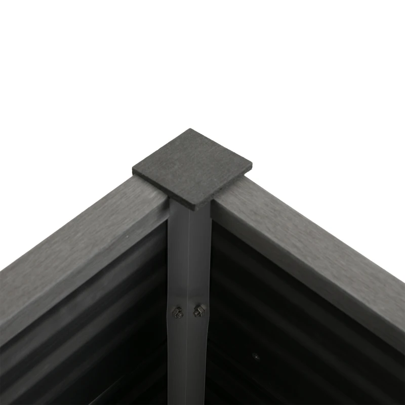 Outsunny Raised Garden Planter, 100Lx50Wx50H cm, Wood, Plastic, Aluminium-Grey