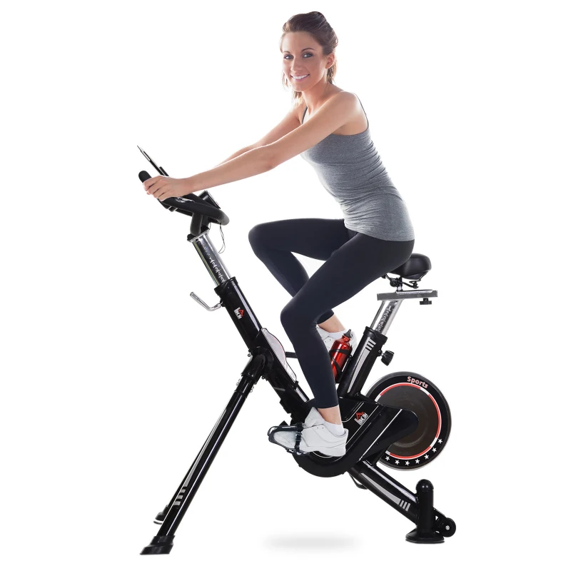 HOMCOM 11KG Flywheel Exercise Bike Magnetic Aerobic Training Indoor Cycling Upright  Stationary Cardio Workout Home Fitness Racing Machine