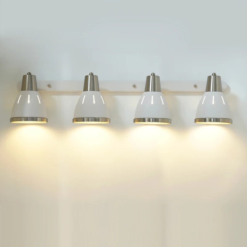 HOMCOM Adjustable 4 Lights Wall Lamp Spotlight Sconce E27 Socket White