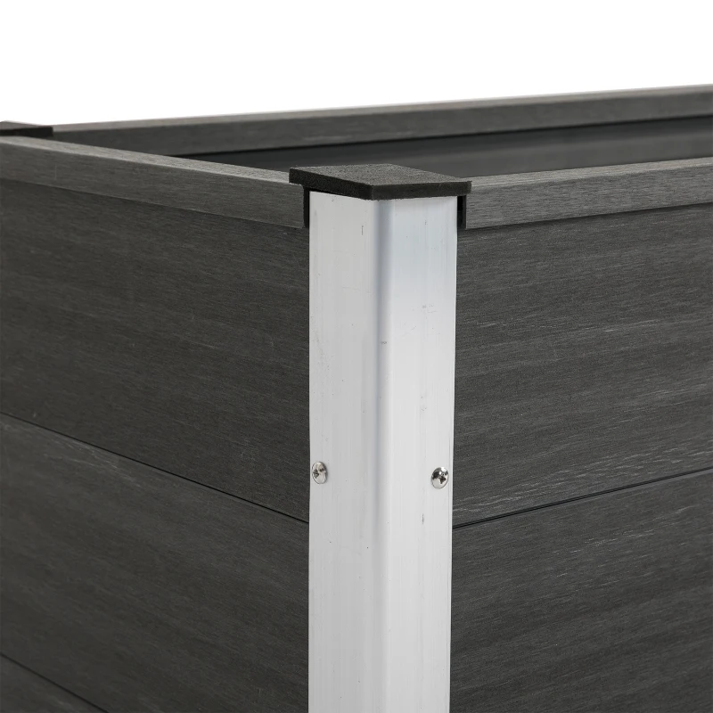 Outsunny Raised Garden Planter, 100Lx50Wx50H cm, Wood, Plastic, Aluminium-Grey