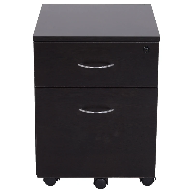 Vinsetto Two Drawer A4 Filing W/E1 Grade Particle Board, 40W x 44D x 54.6Hcm-Black Wood Grain