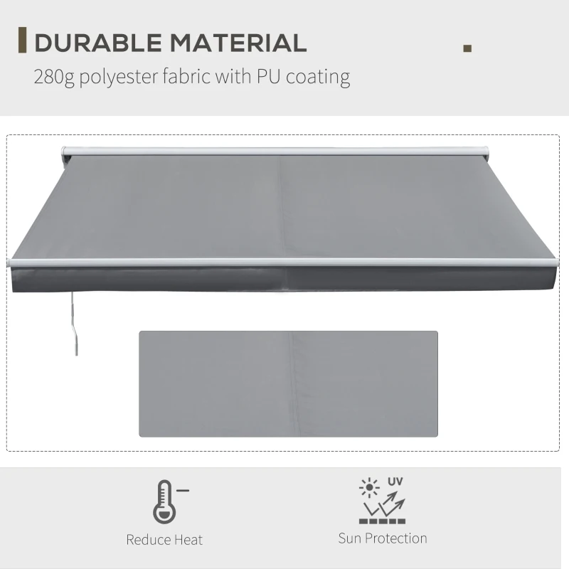 Outsunny 3.5 x 2.5m Electric Garden Door Awning Half Cassette Outdoor Retractable Canopy Patio Shelter w/ Remote Controller Grey