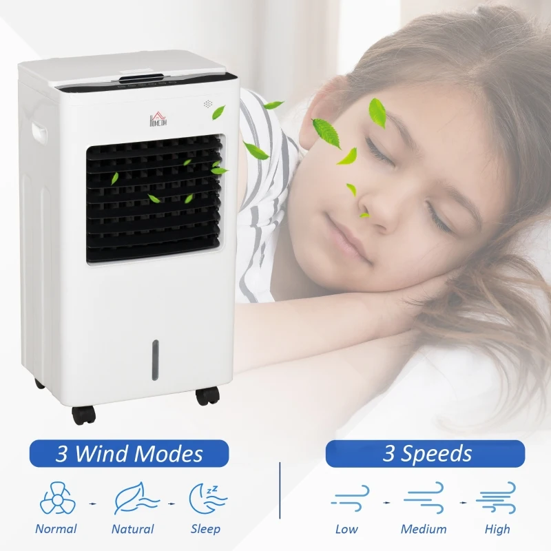 HOMCOM 8.5L Portable Air Cooler, Evaporative Cooler Humidifier with 3 Modes, 3 Speed, Remote Controller, Ice Crystal Box, 7.5 Hour Timer, Swing and Ice Cooling Function for Home Office Dorms