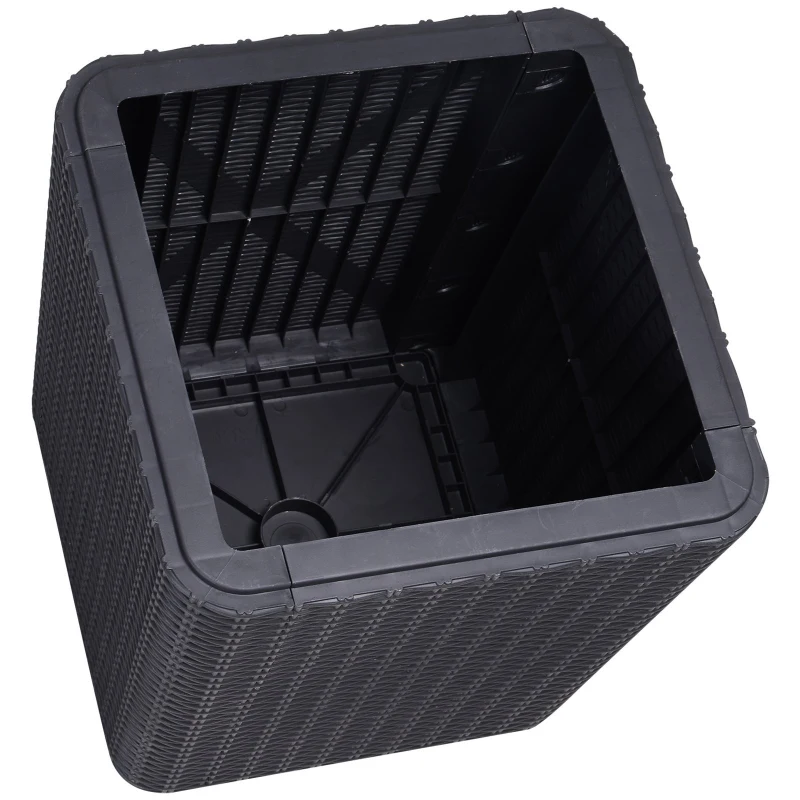 Outsunny 50L Outdoor Patio Resin Rattan Wicker Knit Square Coffee Table Bar End Table Garden Furniture Bucket - Black