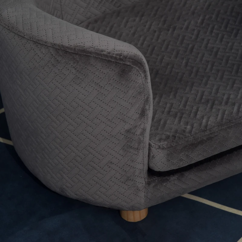 PawHut Dog Sofa, Luxury Tub Shaped Pet Couch, Cat Kitten Bed with Removable Cushion, Wood Frame, High Back for Small Sized Dogs