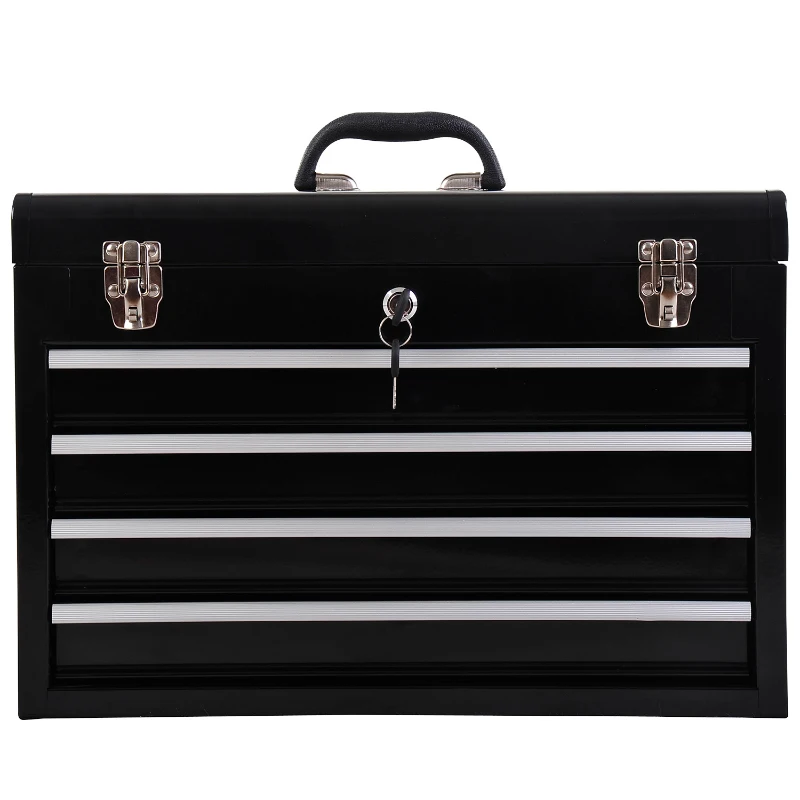 HOMCOM Portable Toolbox Tool Chest Box Cabinet Garage Storage Set With 4 Drawers Metal