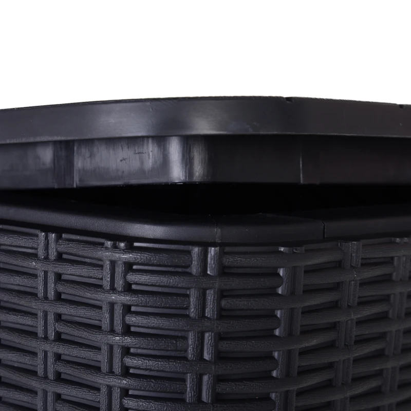 Outsunny 50L Outdoor Patio Resin Rattan Wicker Knit Square Coffee Table Bar End Table Garden Furniture Bucket - Black