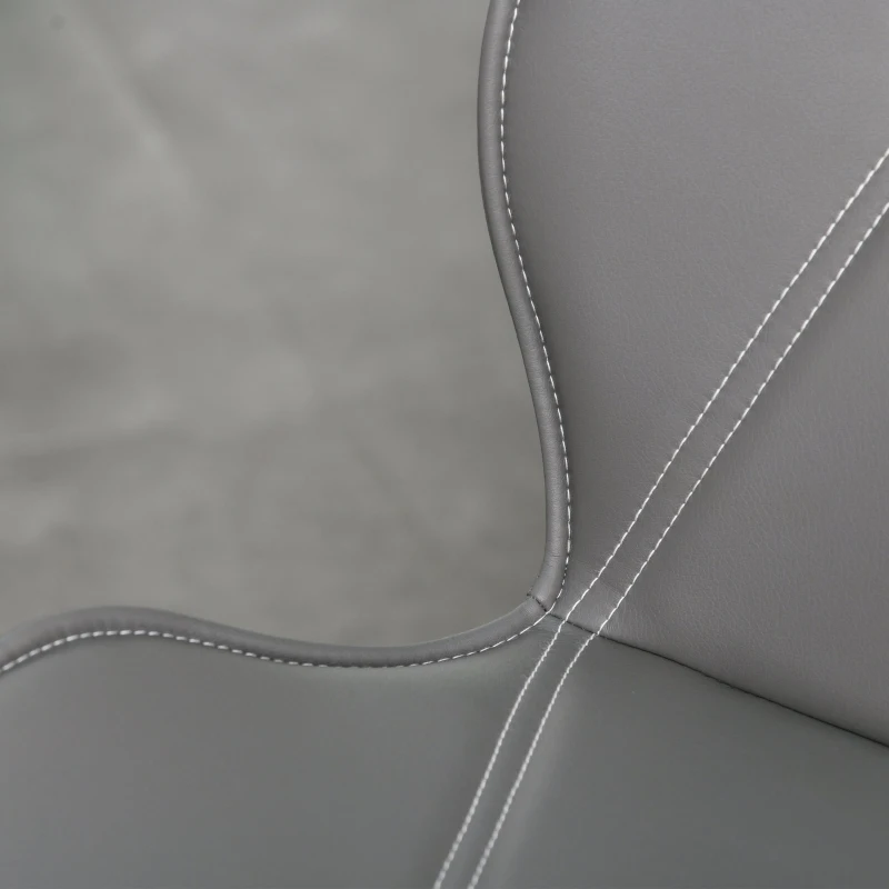 HOMCOM Set of 2 Contrast Stitched PU Leather Racing-Style Dining Chairs Accent Seat w/ Steel Legs Ergonomic Back Padding Home Living Room Grey