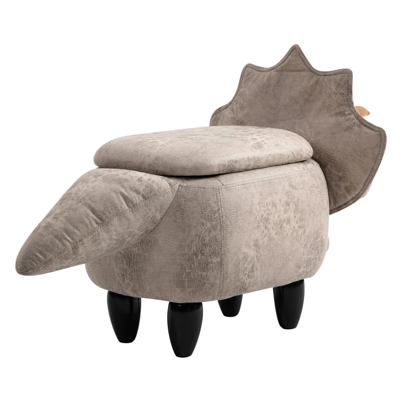 HOMCOM Upholstered Animal Storage Ottoman Footrest Stool with Vivid Adorable Dinosaur