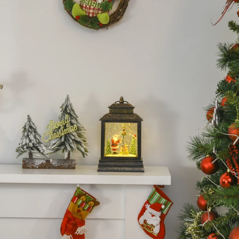 HOMCOM Metal Light-Up Musical Santa & Violin Christmas Lantern