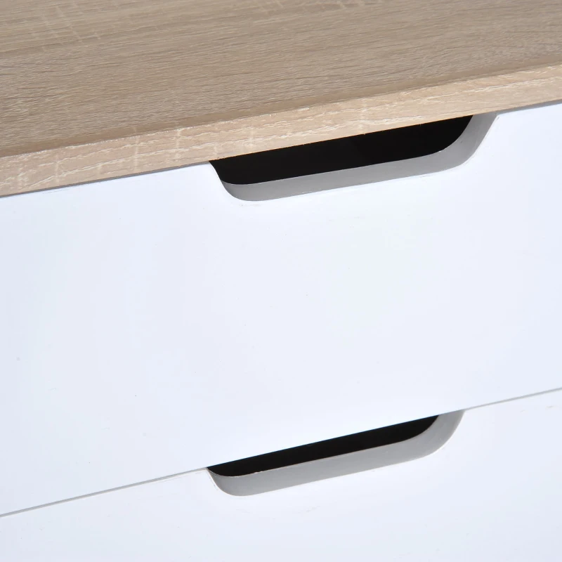 HOMCOM Freestanding Bedside Table with 2 Drawers, Wood Legs, Bedroom Nightstand, Cabinet Storage Organiser Unit, Oak