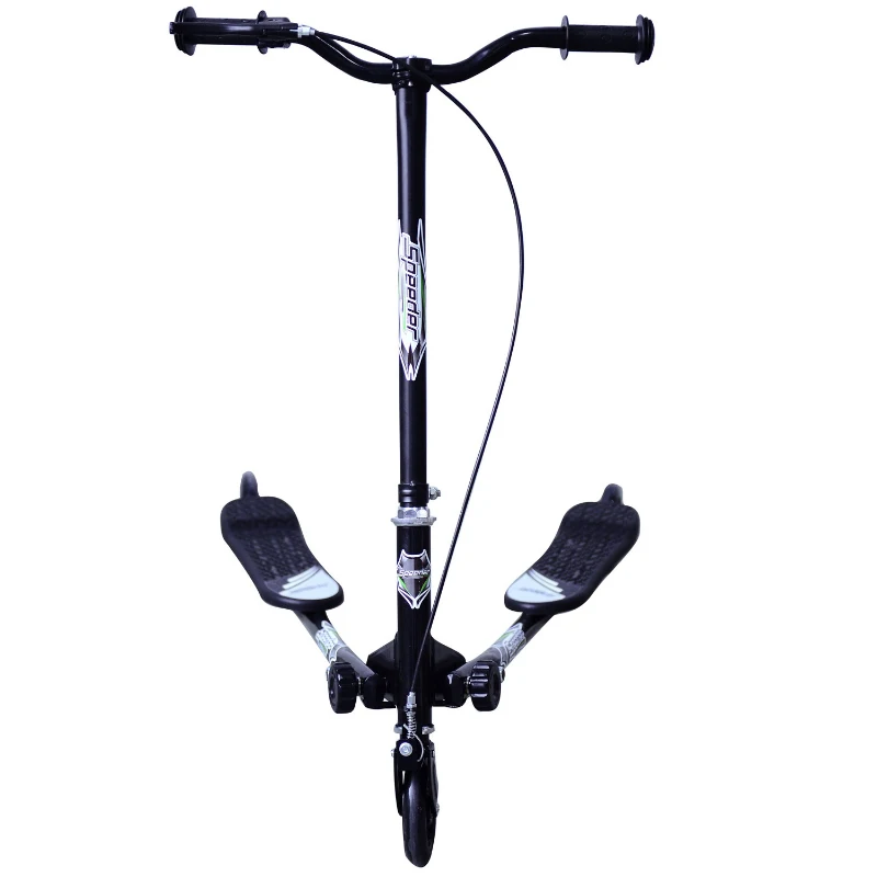 HOMCOM Kids 3 Wheels Foldable Scooter Tri Slider Winged Push Motion for 6+ Black