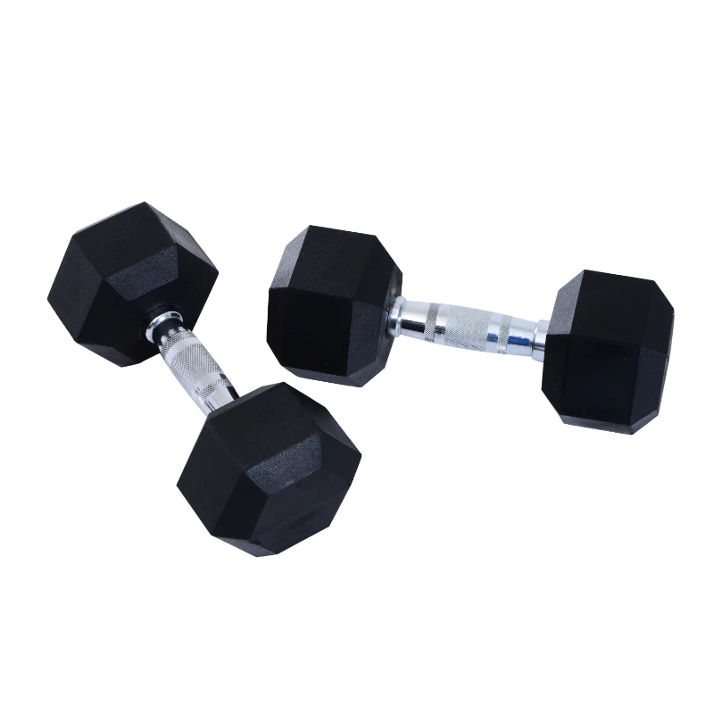 HOMCOM Rubber Dumbbell Sports Hex Weights Sets Home Gym Fitness Hexagonal Dumbbells Kit Weight Lifting Exercise (2 x 10kg)