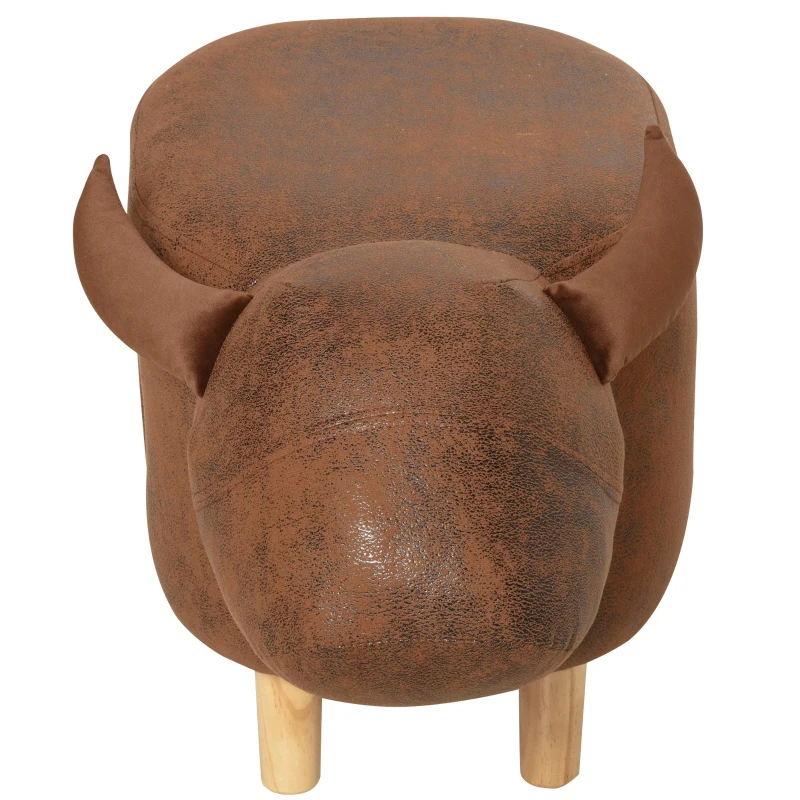 PawHut Cat House Animal Footstool Buffalo Ottoman Pet Condo Cave w/ Sleeping Cushion, Brown