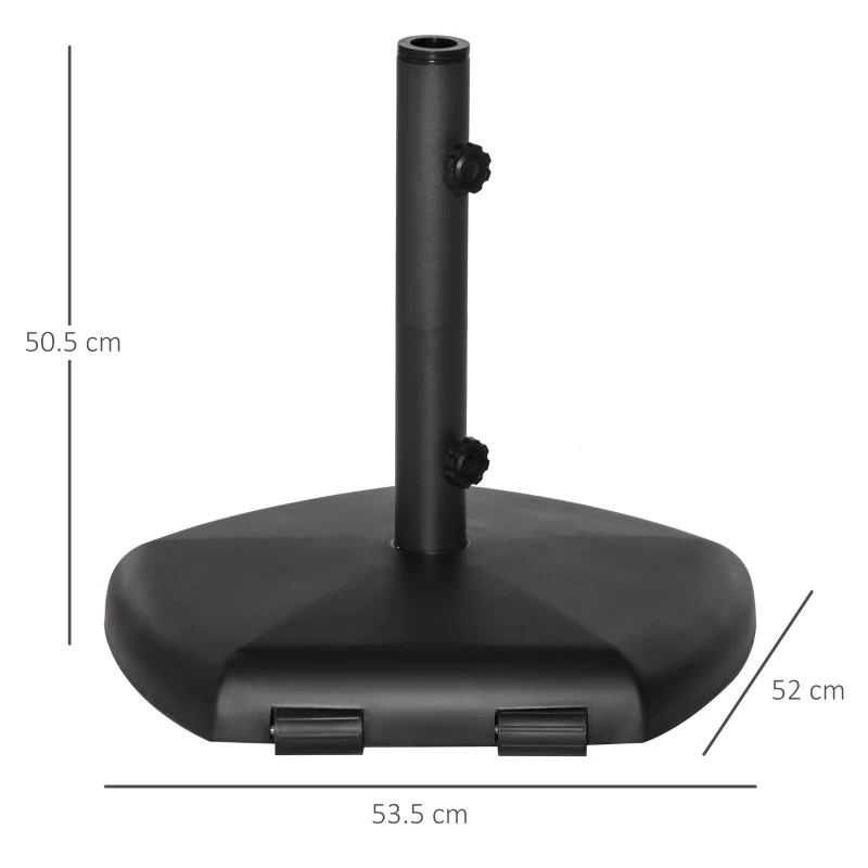Outsunny 27kg Cement Parasol Base Stand Rolling with 2 Wheels, Fits Φ34-Φ48mm Sun Umbrella Poles