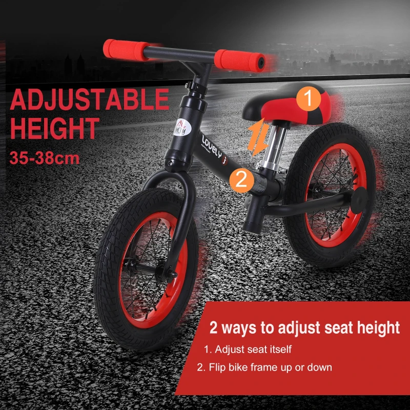 HOMCOM Balance Bike Toddlers No Pedal Push & Pull Black