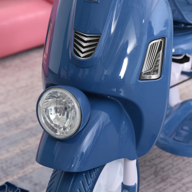 HOMCOM Kids Foldable Plastic Pedal Trike w/ Push Handle Blue