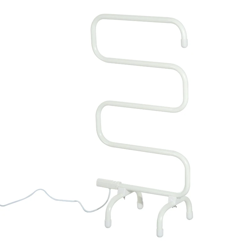 HOMCOM Electric Towel Rail Warmer Heater Floor Standing Bathroom Electric Rack - Cream White