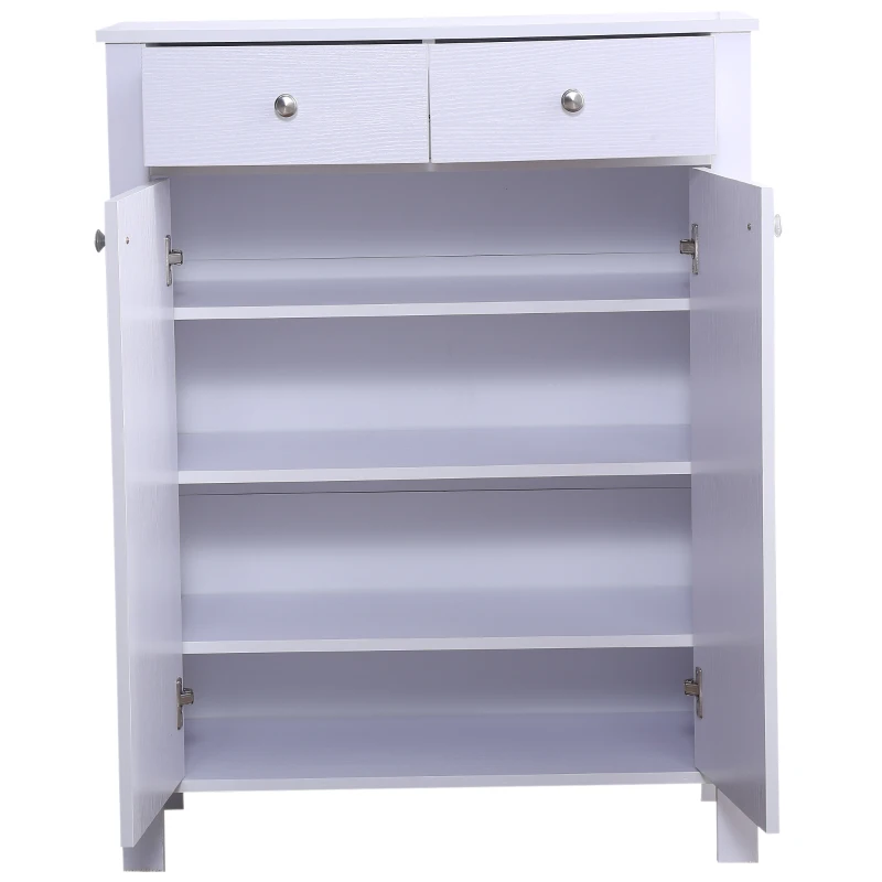 HOMCOM Shoes Cabinet, 2-Doors, 16 Pairs, 80Wx34Dx104H cm-White