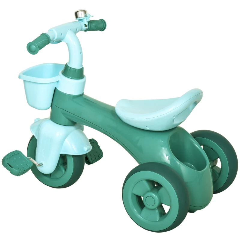 HOMCOM 3 Wheel Kids Tricycle Toddler Pedal Trike Ride on Bicycle with Front Back Basket Bell Balance Bike Boys Girls for 3 to 6 Years Green