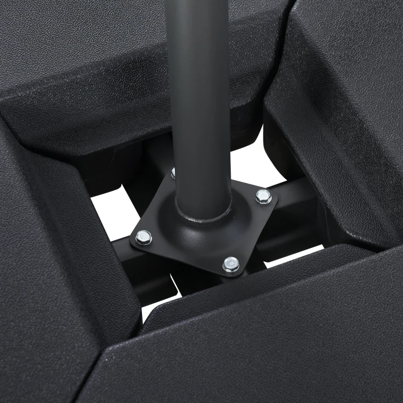 Outsunny Umbrella Stand Fitting 2" Poles and Steel Base with 4 Fillable Plastic Weights, 4 Gal. Capacity Each - Black
