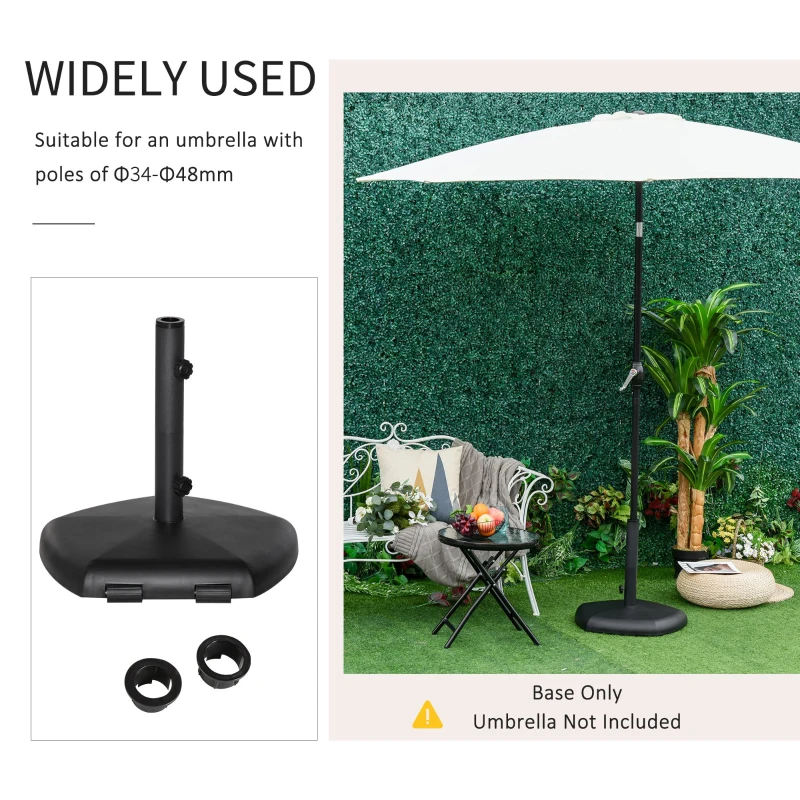 Outsunny 27kg Cement Parasol Base Stand Rolling with 2 Wheels, Fits Φ34-Φ48mm Sun Umbrella Poles