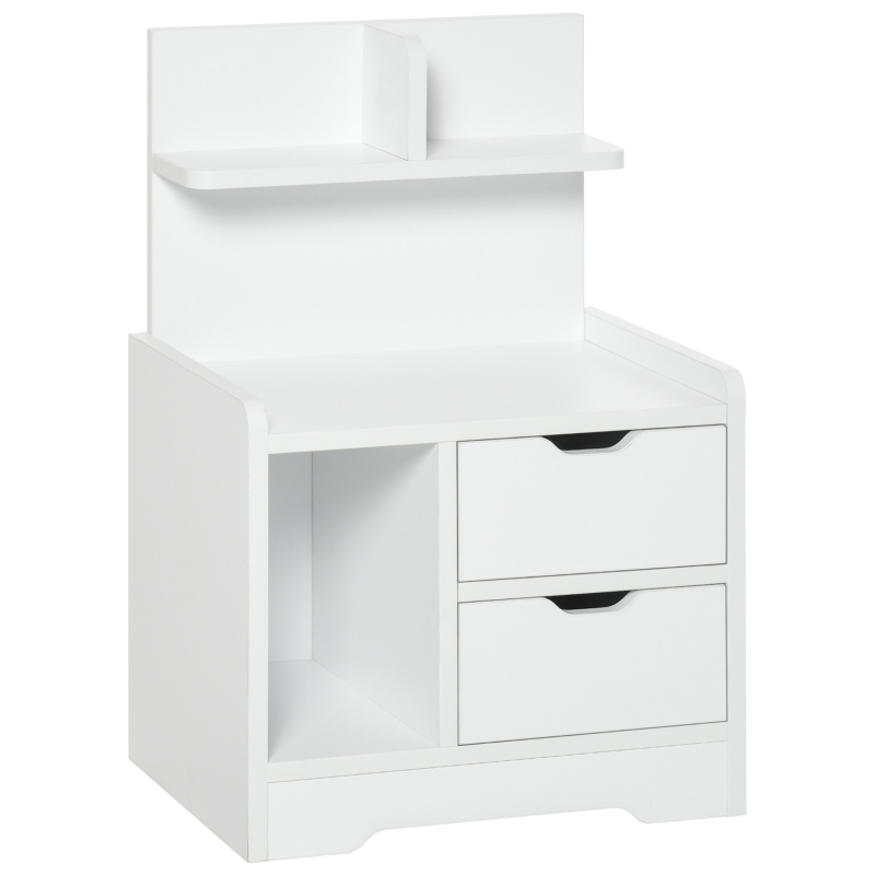 HOMCOM Bedside Table with 2 Drawers and Shelves Storage Organiser Bedroom Living Room