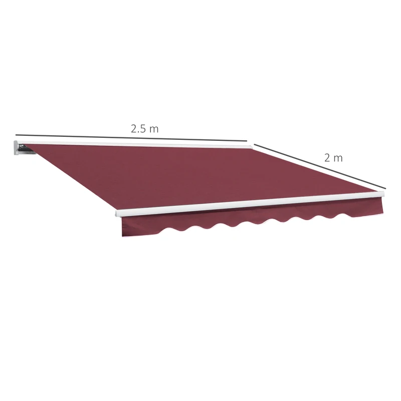 Outsunny 2.5 x 2m Garden Electric Motorised Manual Awning Door Outdoor Retractable Canopy Patio Shelter with LED Remote Control (Wine Red)