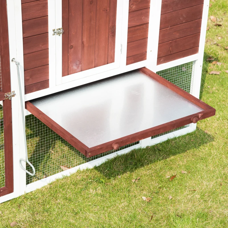 PawHut Large Chicken Coop with Run Poultry Coops Cages Hen House Wooden Chicken Run, Nesting Box, Removable Tray, Waterproof Asphalt Roof 207 x 105 x 145cm