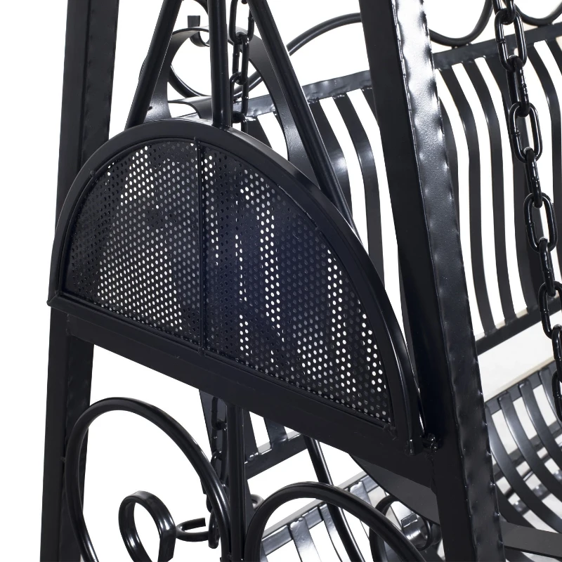 Outsunny Outdoor Garden Patio Cast Iron Metal Vintage Style Swing Chair Hammock Bench - Black