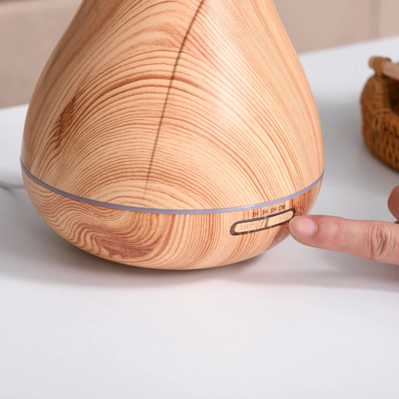 HOMCOM 300ml Aroma Diffuser for Essential Oils Humidifier with Timer, 7 Colors Lights Changing, USB Connection, Auto-off for Home and Office, Wood Effect Nature