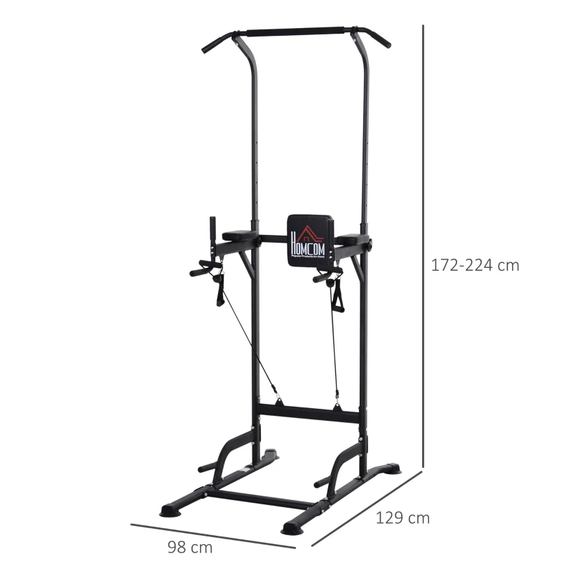 HOMCOM Multi-Function Power Tower Home Gym Equipment-Black