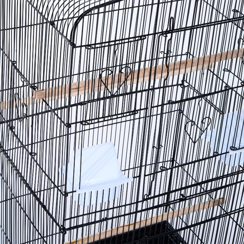 PawHut Large Metal Bird Cage for Parrot Parakeet Macaw Pet Supply Black 47.5L x 36W x 91H (cm)