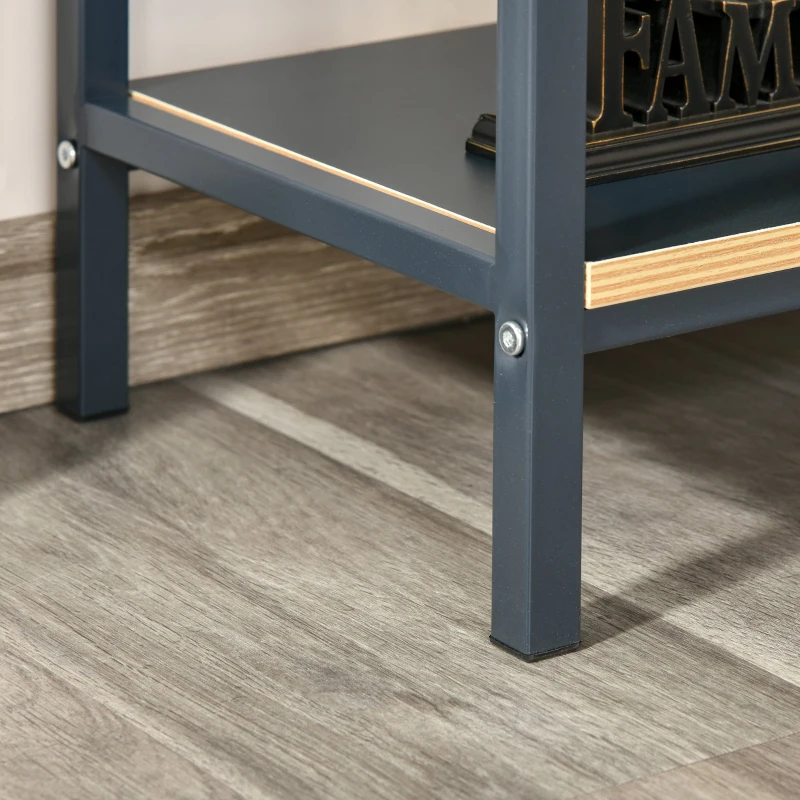 HOMCOM Industrial 4-Tier Bookcase Storage Organizer, Display Rack Open Floor Standing Shelving Unit with Metal Frame for Home Office Study, Blue