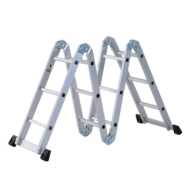 HOMCOM 3.7M 4-Section 12 Steps Multi-purpose Folding Aluminium Ladder