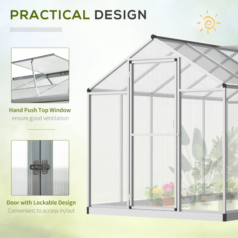 Outsunny 303x183x195cm Clear Polycarbonate Sheet Walk-In Greenhouse