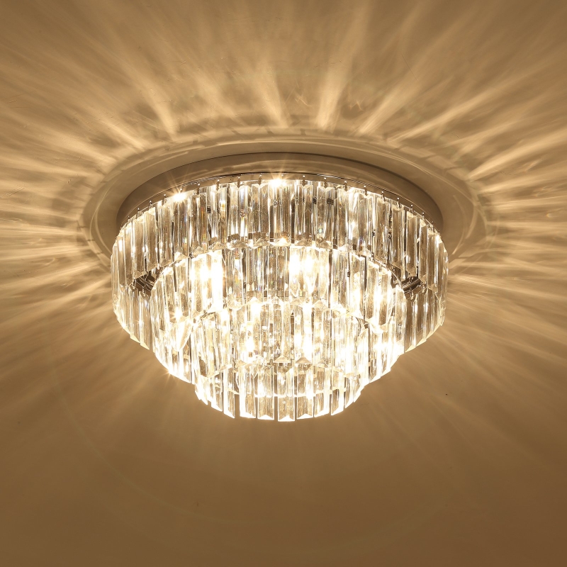 HOMCOM Crystal Light Chandelier, Ф40x30H cm-Steel/Crystal