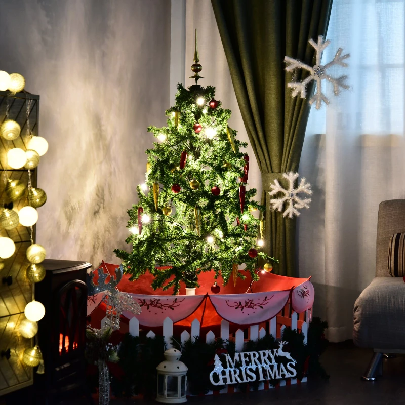 HOMCOM Snow Fall Artificial Christmas Tree w/ Musical Umbrella Base & Ornaments