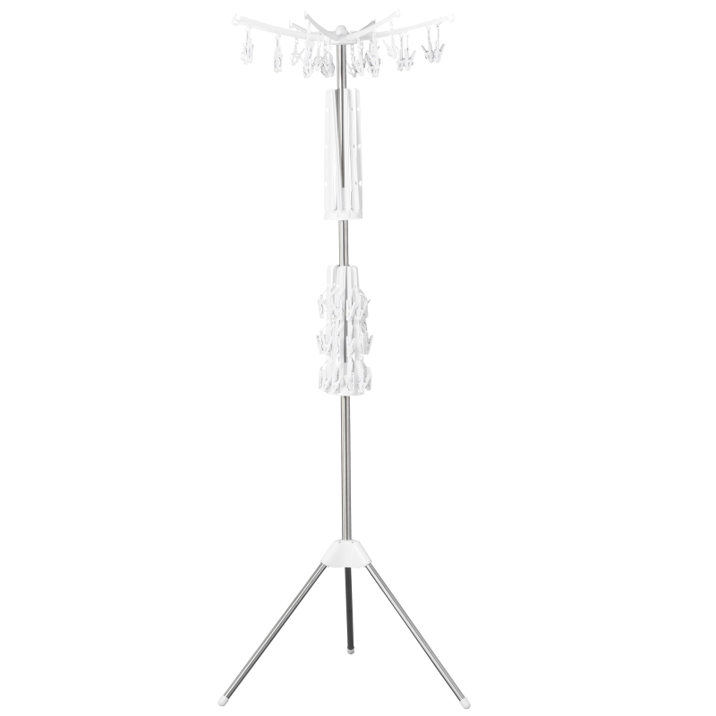 HOMCOM Stainless Steel 3-Tier Freestanding Laundry Airer White