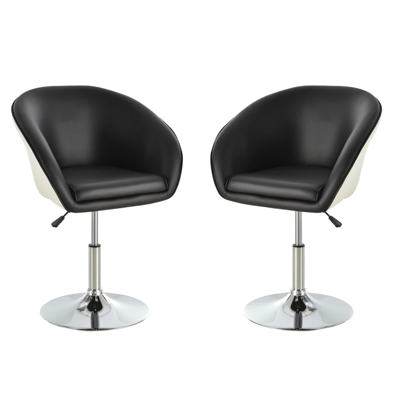 HOMCOM PU Leather Upholstered Twin-Pair Tub Bar Stools Black
