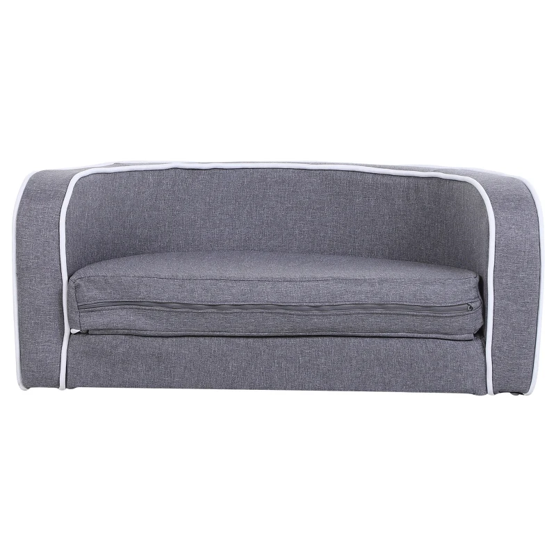 PawHut Wooden Frame Sponge Extendable Pet Dogs Sofa Bed Grey