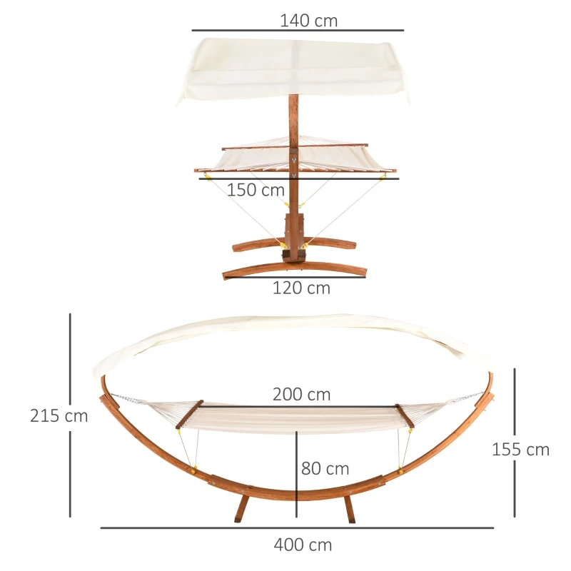Outsunny Double Sun Bed Lounger W/Arc Stand & Canopy-White