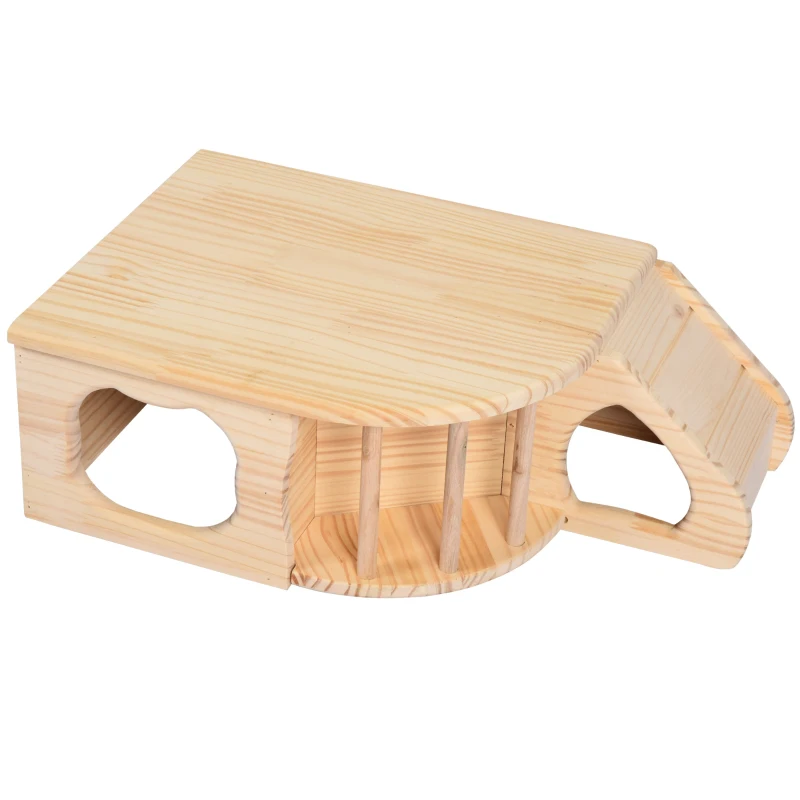 PawHut Guinea Pigs Small Fir Wood Shelter House