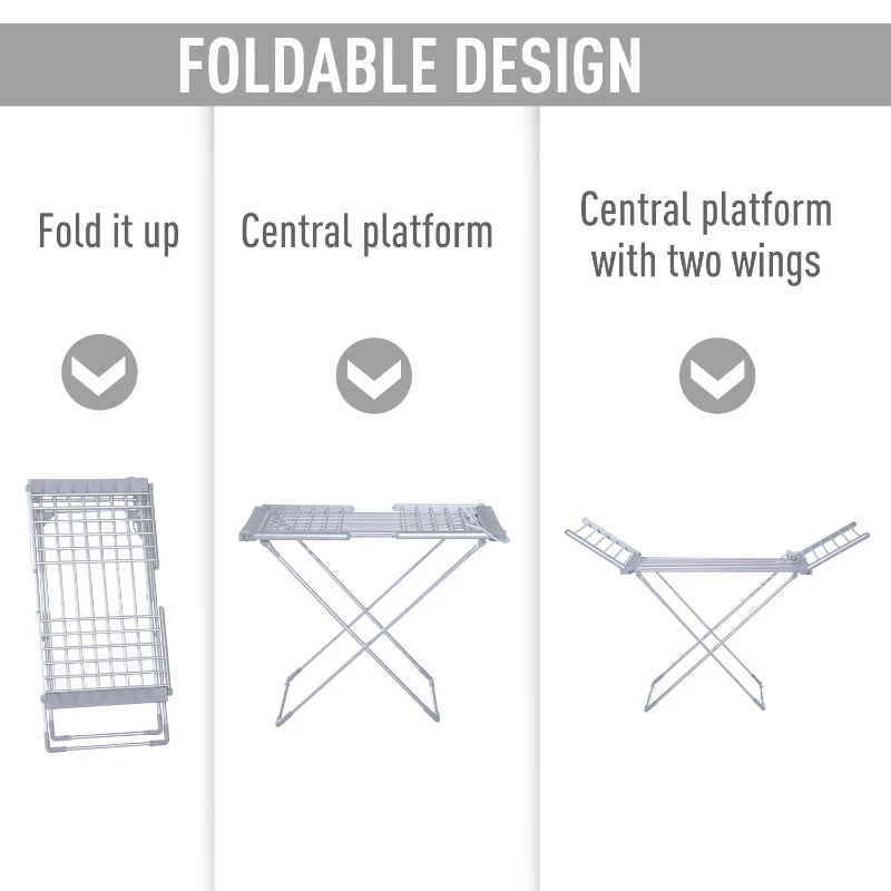 HOMCOM Electric Clothing Drying Rack-Silver