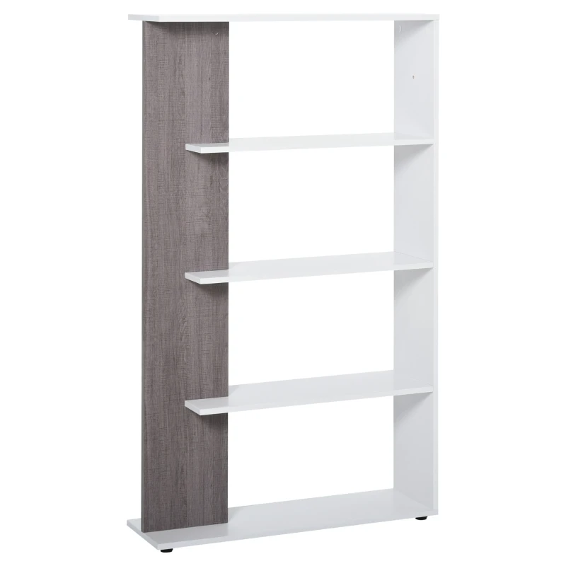HOMCOM 4-Tier bookshelf Freestanding Rack Organizer Display Bookcase Home Storage Utility Stand Multifunctional Holder  Grey & White