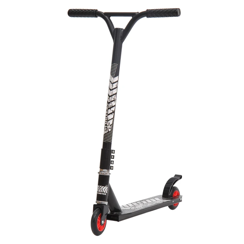 HOMCOM OUTDOOR PUSH STUNT SCOOTER 2 WHEEL FIXED BAR 360 DEGREE STREET KIDS CHILDREN ADULTS Black