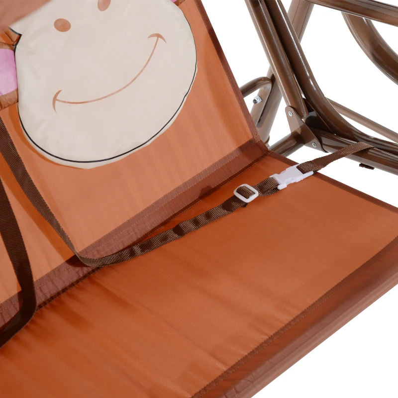 HOMCOM 2-seat Metal Kids Swing Chair-Brown