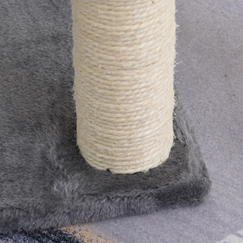 PawHut 83cm Cat Tree Tower for Indoor Cats with Sisal Scratching Post Hammock Cat Play House Dangling Ball Kitten Activity Center Furniture Grey